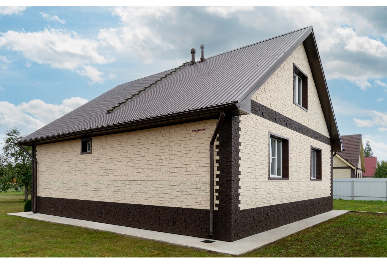 Фасадная панель Grand Line Дикий камень Классика шоколадный — фото 9