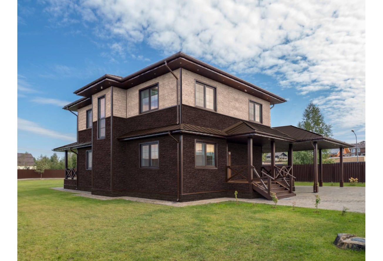 Фасадная панель Grand Line Дикий камень Классика шоколадный — фото 4