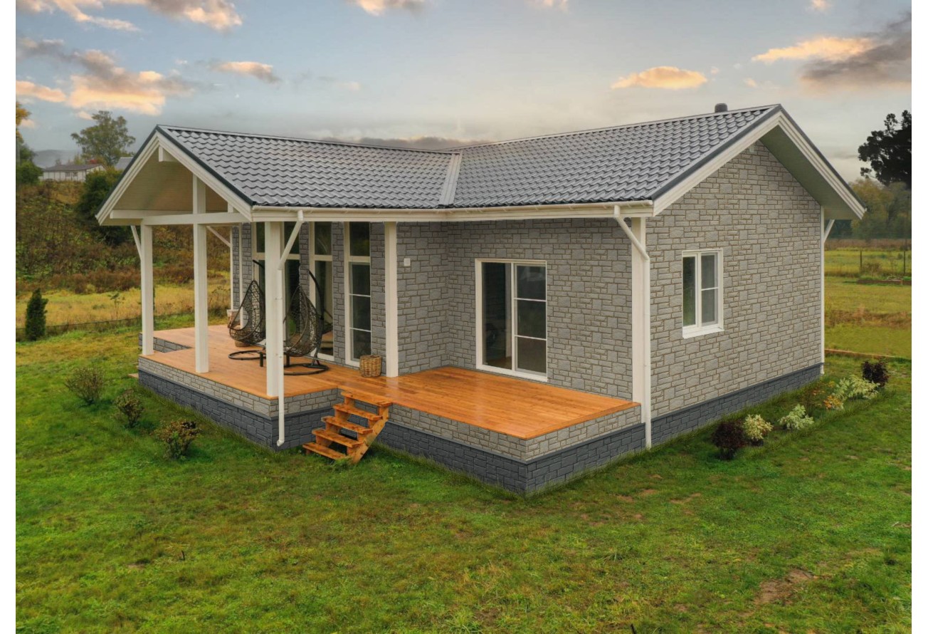 Фасадная панель Grand Line Крупный камень Классика графит — фото 8