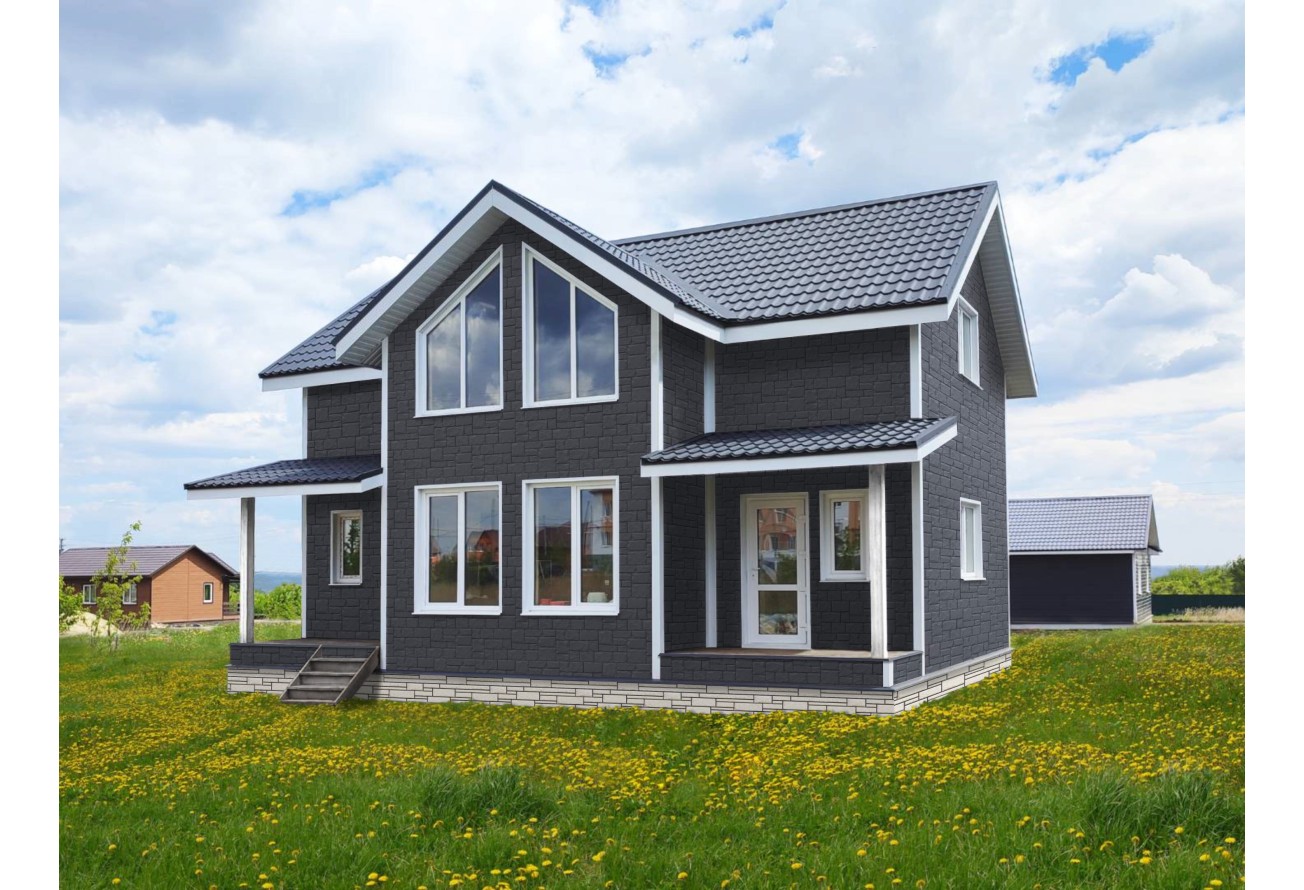 Фасадная панель Grand Line Крупный камень Классика графит — фото 9