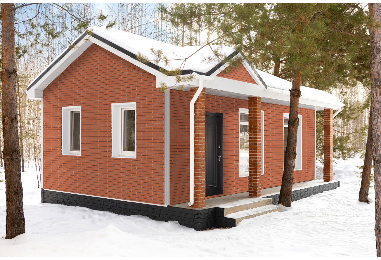 Фасадная панель Grand Line Клинкерный кирпич Дизайн терракотовый со швом RAL 7006 — фото 4